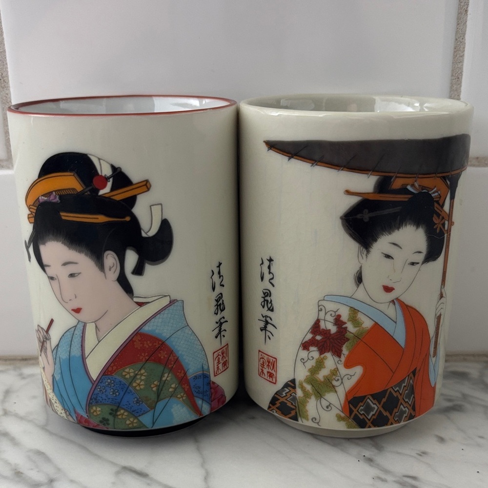 Japanese Geisha Ceramic Cups